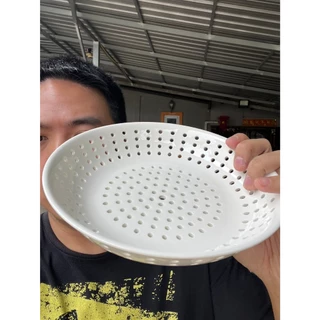 จานเซรามิกนึ่งอาหาร จานเซรามิกแบบมีรู จานรองนึ่ง ขนาด20cm