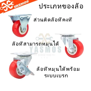 4 ชิ้น ลูกล้อรถเข็น PU โพรียูรีเทน 1นิ้ว 1.5นิ้ว 2นิ้ว 2.5นิ้ว 3นิ้ว หมุนได้/ล็อกได้ สำหรับรถเข็น/เก้าอี้/รถเข็นของ