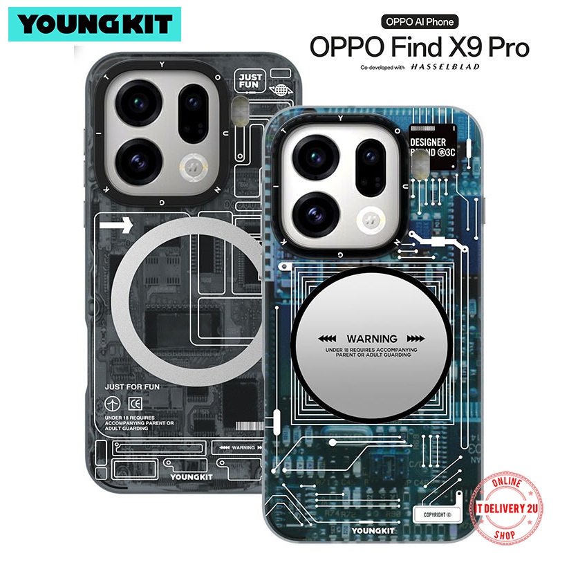 YOUNGKIT เคส Oppo Find X9 Pro Oppo X9Pro เคสกันกระแทก เคสแม่เหล็ก รุ่น Futuristic Circuit เคสลายวงจร Magnetic C