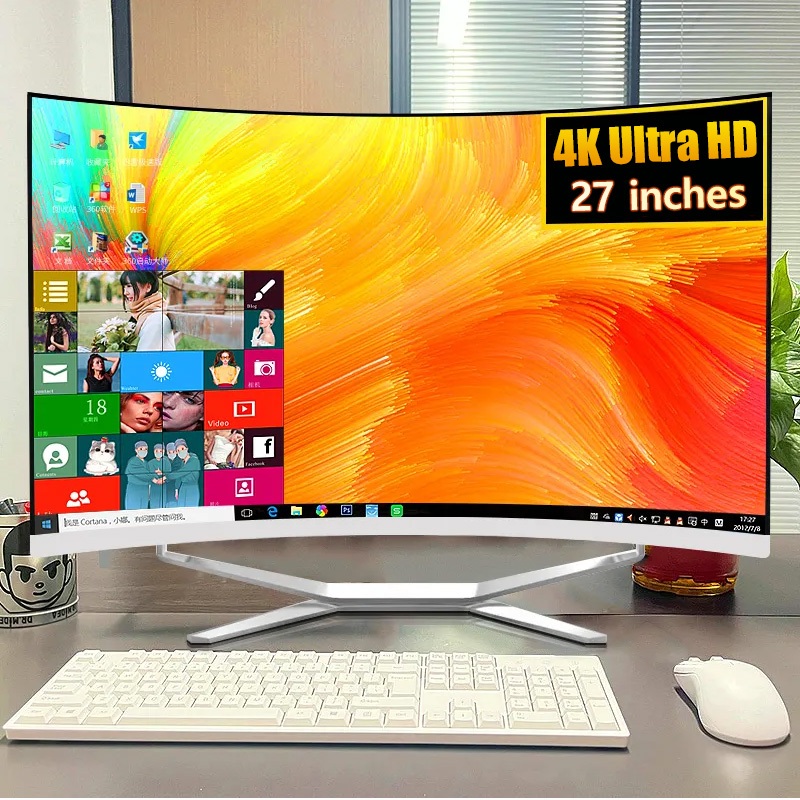 27 นิ้ว หน้าจอโค้ง All in One PC Intel Core i7 4700/7700 คอมพิวเตอร์ 16GB RAM+512GB SSD Windows 11