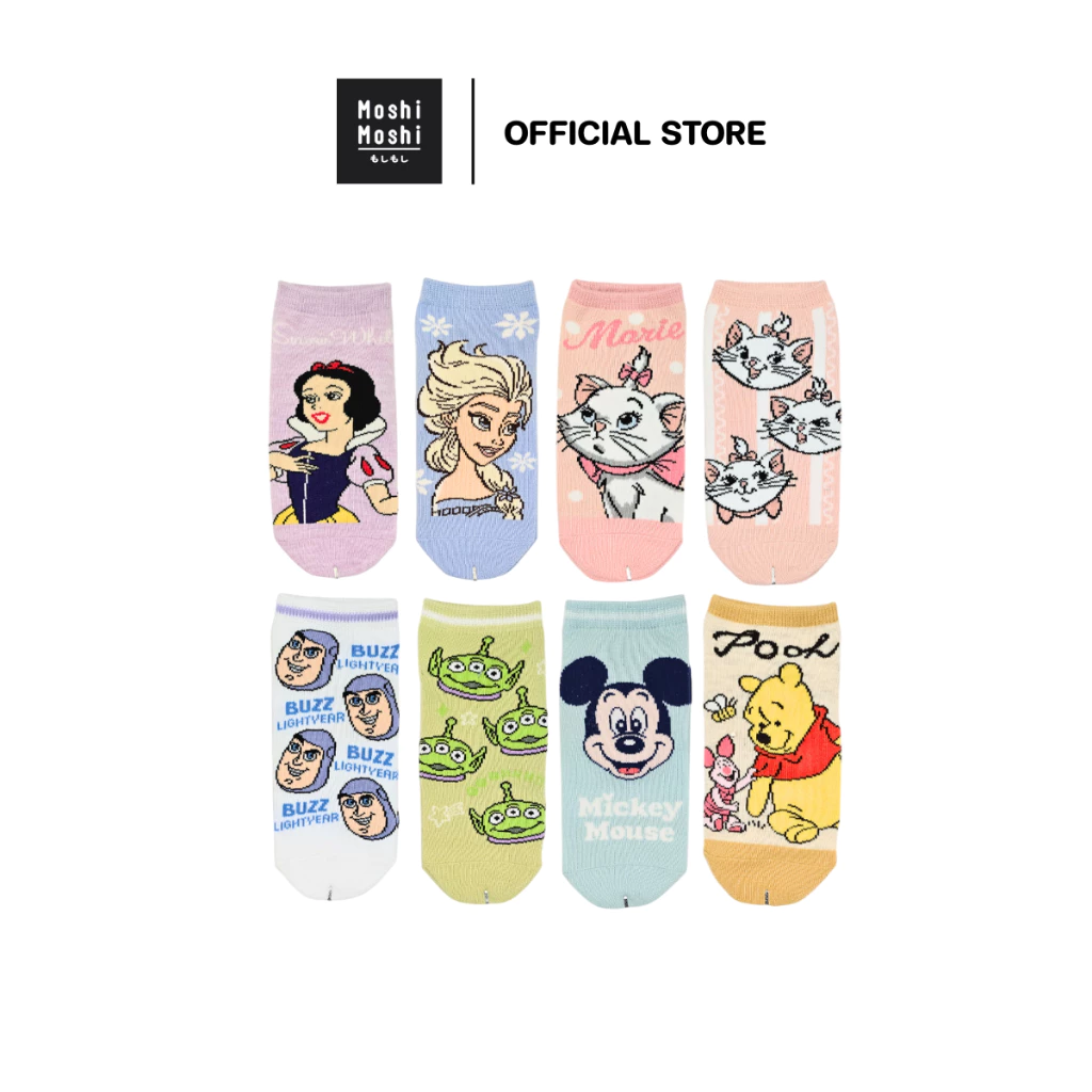Moshi Moshi ถุงเท้า ถุงเท้าข้อสั้น ลายการ์ตูน ลิขสิทธิ์แท้จาก Disney รุ่น 6100006262-6100006317