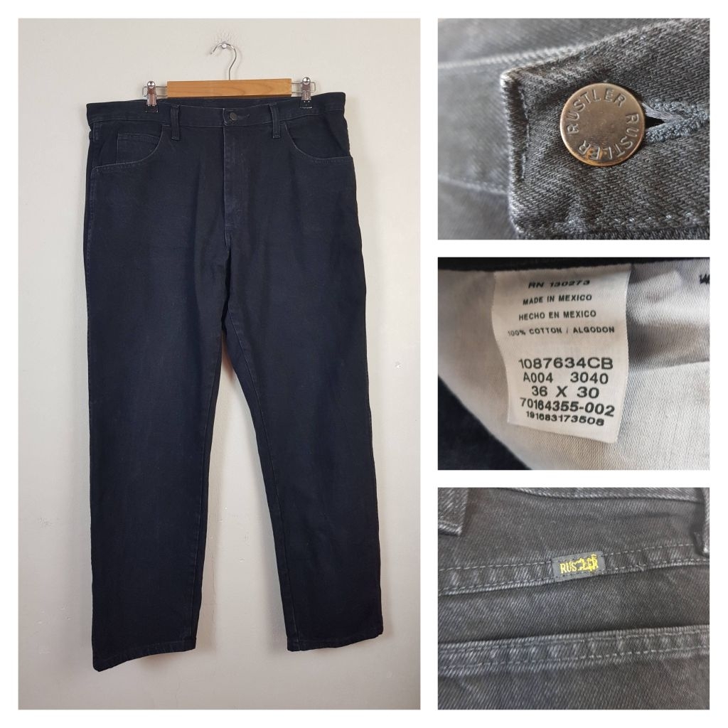 RUSTLER Super Black Denim Pants 38