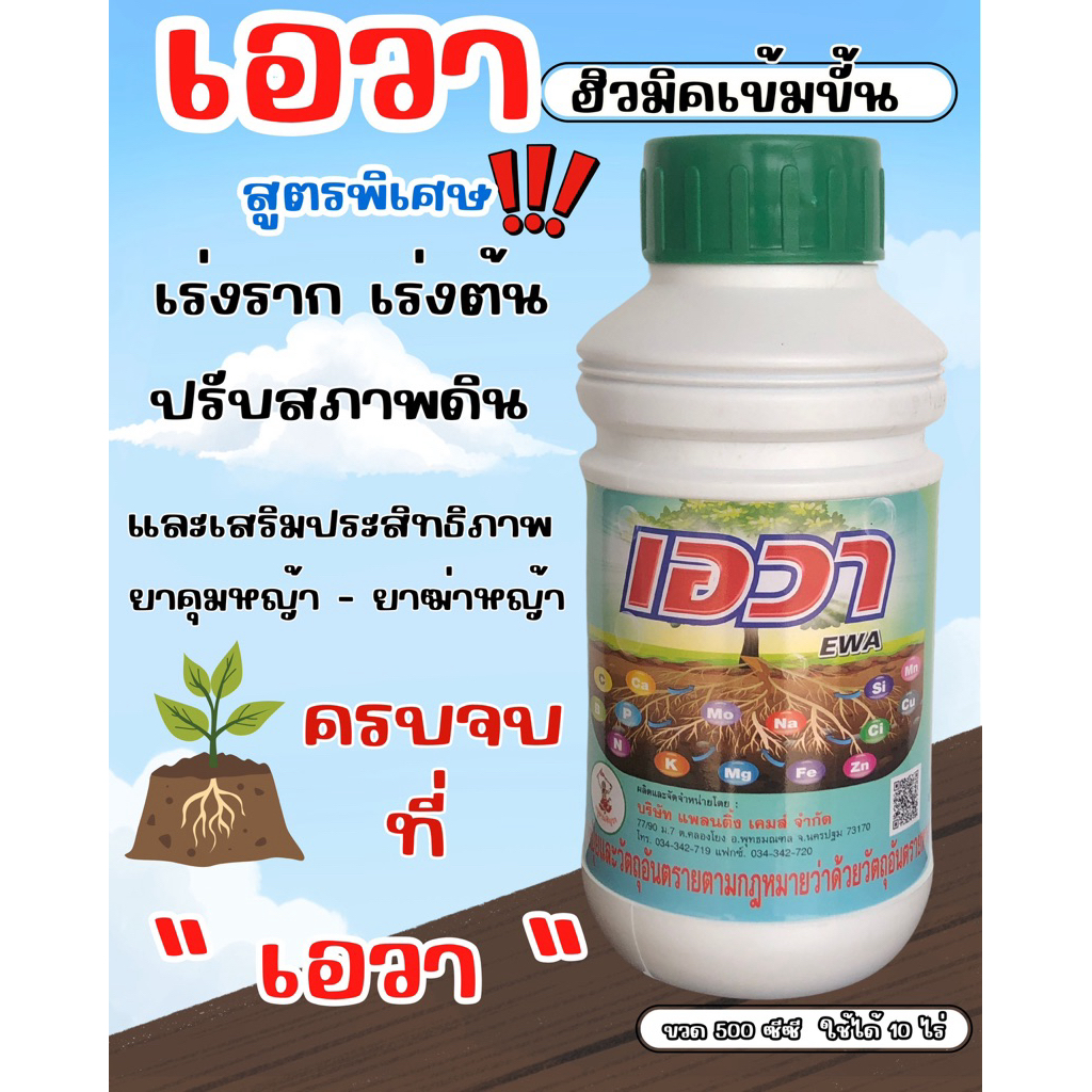 (รักษ์เกษตร)🌲 เอวา (ฮิวมิค+ฟลูวิค) ขนาด 500cc. ปรับสภาพดิน  พืชโต เร่งราก ข้าวเขียว ใบแข็ง📌