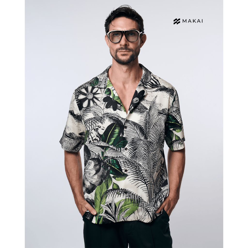 MAKAI เสื้อเชิ้ต เสื้อฮาวาย ผ้าไลโอเซลล์ ลาย SHADE Hawaiian Shirt