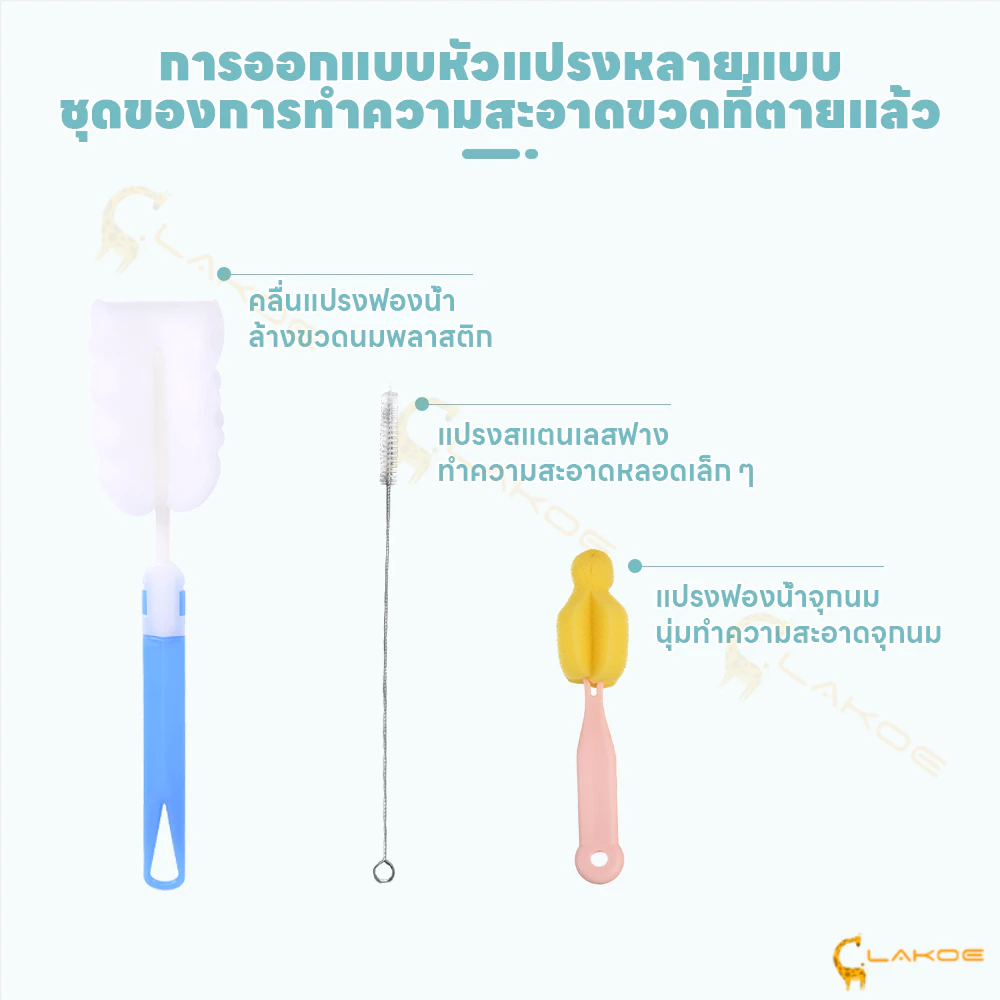LAKOE แปรงล้างหลอดดูดน้ำสเตนเลส ใช้ซ้ำได้ ทำความสะอาดง่าย thumbnail 4