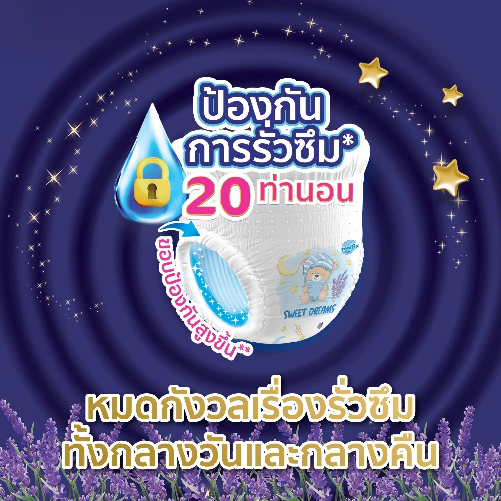 [ใหม่ 1 ห่อ] Molfix Sweet Dreams กางเกงผ้าอ้อมเด็กโมลฟิกซ์ สวีต ดรีมส์ แพ้นส์ เดย์ & ไนท์ ไซซ์ M-XXL - รูปที่ 5