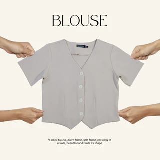 F004 | เสื้อเบลาส์ คอวี (ป้าย Alinya)