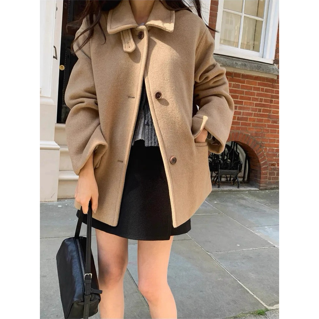 (C335) Rome Wool Coat 🍂🍁 เสื้อโค้ทผ้าวูลผสม เนื้อผ้าอุ่น ใส่สบาย พร้อมส่ง 2 สี - รูปที่ 7