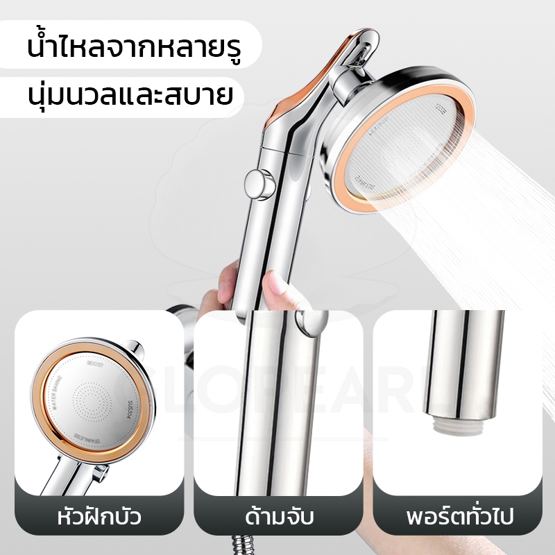 GLOPEARL หัวฝักบัวแรงดันสูง ปรับหมุนได้รอบทิศ ทนทาน ใช้งานยาวนาน วัสดุพรีเมี่ยม - รูปที่ 3