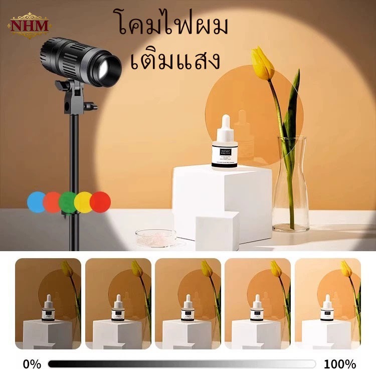 YM.80 สปอตไลท์ ถ่ายภาพ RGB5สี สปอร์ตไลท์ LED ถ่ายรูป ขาตั้ง2.1m+รีโมทควบคุมไฟรุ่น+ โฟกัส ปรับขนาดรูรับแสงได้