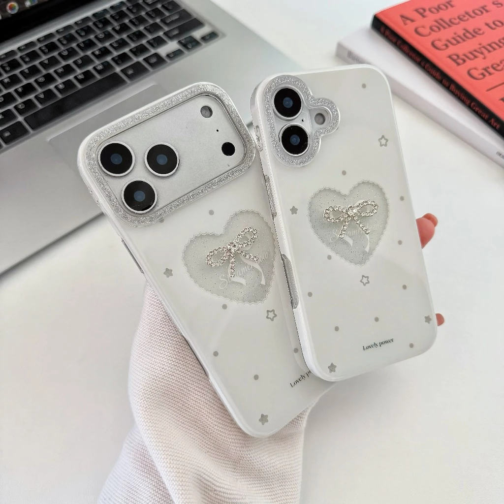 เคสสวยหรู ลายโบว์ติดเพชร for iphone 17,17pro,17promax,16,16promax,15,15promax,14,14promax,13,13promax,16pro 17,pro,max