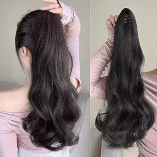 🔥พร้อมส่ง🔥55cm 4สี ธรรมชาติยาวหยิกผมหางม้าสูงคลิป-ใน วิกผมจําลองปลอม