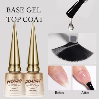 GESATHEL 15ml เคลือบสีเล็บเจล Top Coat / Base Coat สีเจล ทาเล็บเจล สีทาเล็บเจล UV LED ยาทาเล็บเจล