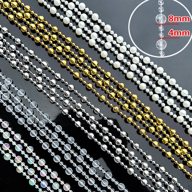 SS10*พร้อมส่ง*5เมตร ลูกปัดไข่มุกเส้น วิบวับ งานประดับเสื้อผ้า งานปาร์ตี้ DIY