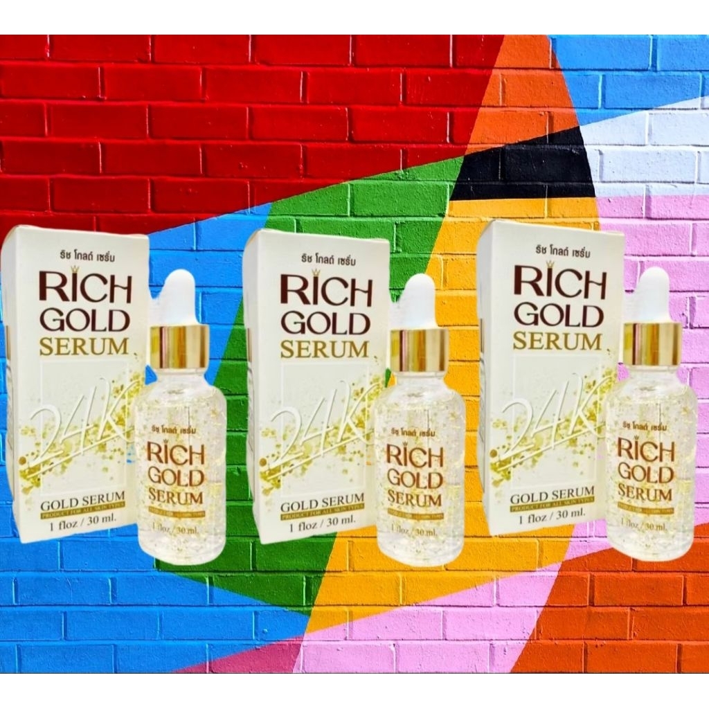 3 กล่อง เซรั่ม ริชโกลด์บำรุงผิวหน้า ริ้วรอย หมองคล้ำ ทองคำ24เค rich gold 24k serum aging dark spots3