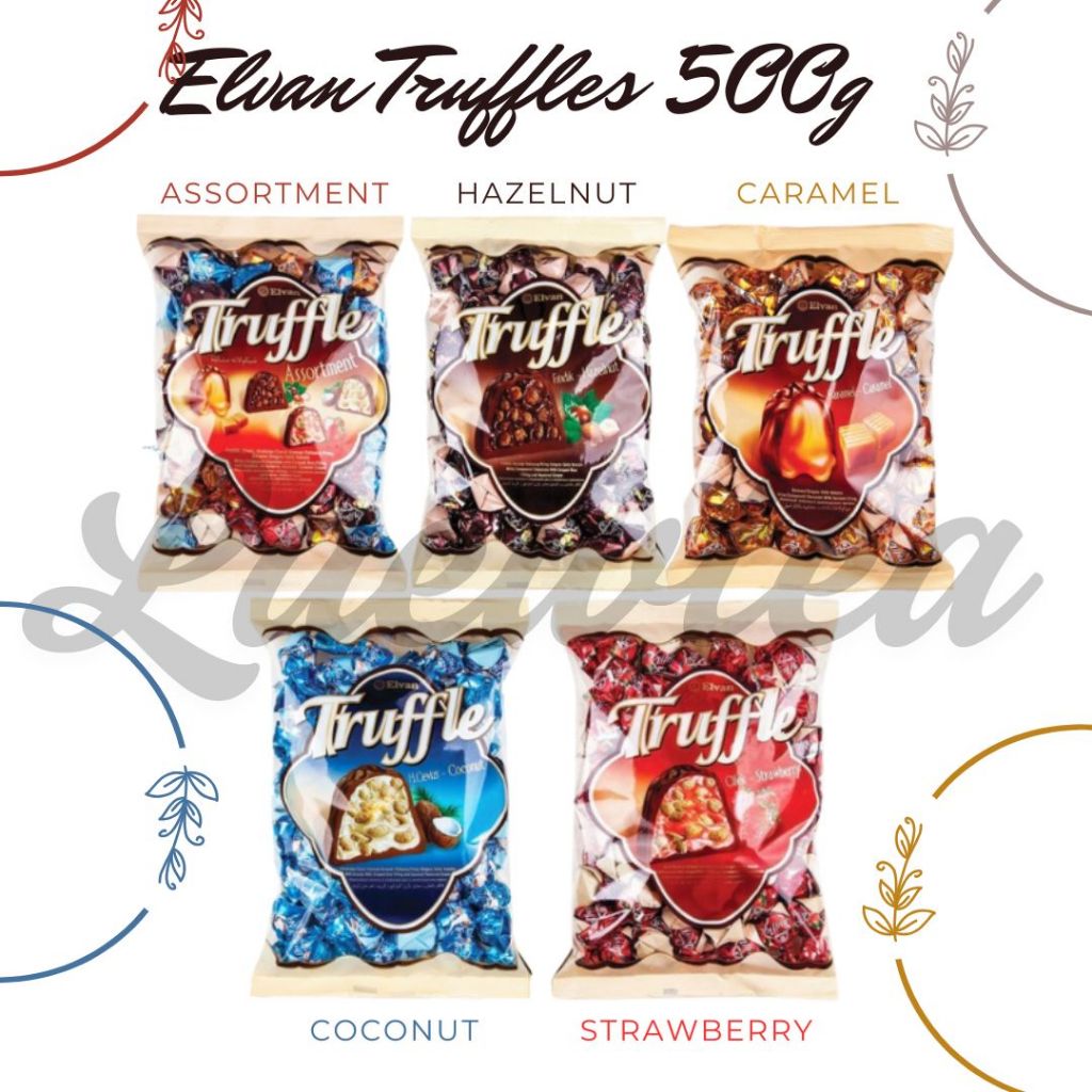 ช็อกโกแลตสอดไส้ Elvan Truffle น้ำหนัก 500 กรัม มี 5 รสชาติ สินค้าจากตุรกี มีฮาลาล