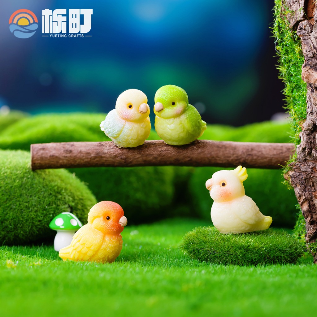 โมเดลเรซิ่นนก นก ตกแต่งสวน นกหลากสี นกจิ๋ว