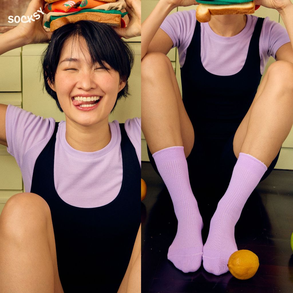 Socksy ถุงเท้าแฟชั่น ถุงเท้าสีพื้น ข้อยาว รุ่น RL คละสี (แพ็ค 1 คู่)