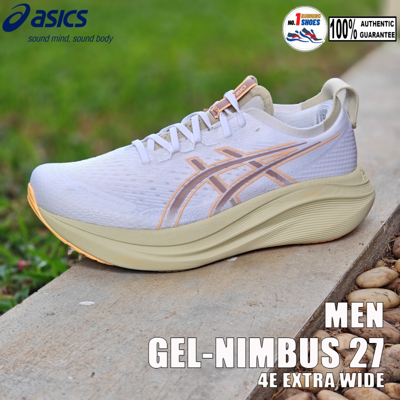[Extra Wide] Asics รุ่น Nimbus 27 4E 1011B957-102 สี White/ fawn ของเเท้ 100%