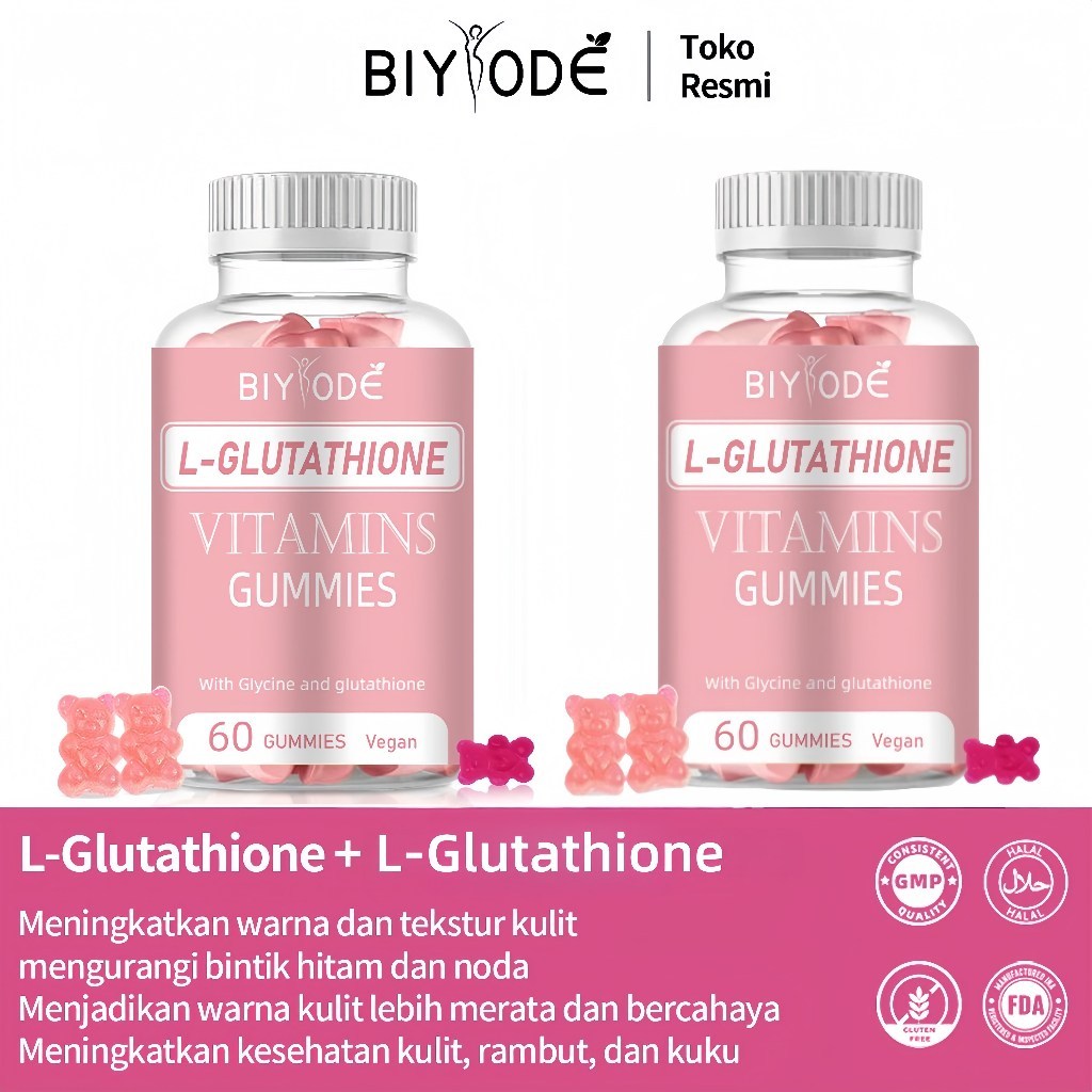 BIYODE L-GLUTATHIONE Collagen วิตามินรวมอาหารเสริมไวท์เทนนิ่งบำรุงผิว 60 ชิ้น
