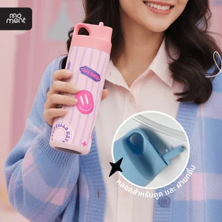 แก้วน้ำ กระบอกน้ำสแตนเลส 500ml ทรง Sport ลายสกรีนสวยงาม สำหรับออกกำลังกาย พกพาสะดวก รุ่น Lovely Moment