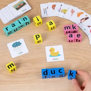 ของเล่นเสริมการเรียนรู้ ฝึกสะกดคำ คำศัพท์ภาษาอังกฤษ - letter matching card English word spelling game