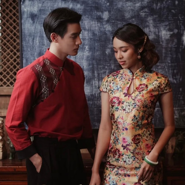 (JUN) Hanfu Shirt เสื้อเชิ้ตผู้ชายฮั่นฝู สีแดงเข้ม - รูปที่ 6