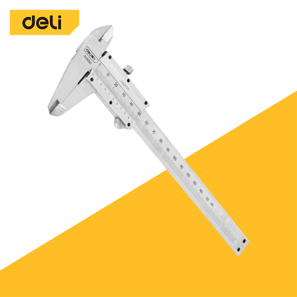 Deli เวอร์เนียร์ 6 นิ้ว ตัวเครื่องสแตนเลสแท้  เวอเนียร์  Vernier caliper