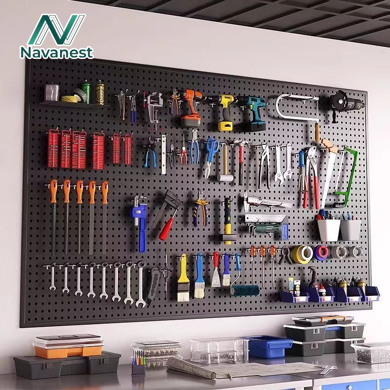navanest  เหล็ก (120x50cm)กระดานแขวนเครื่องมือ กระดานแขวนของ ติดผนัง จัดเก็บของ แขวนเครื่องมือ ตะขอ