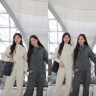 CO1055 Airport Cozy Thermal Set ชุดเซ็ตกันหนาว (Hoodie + Pants)