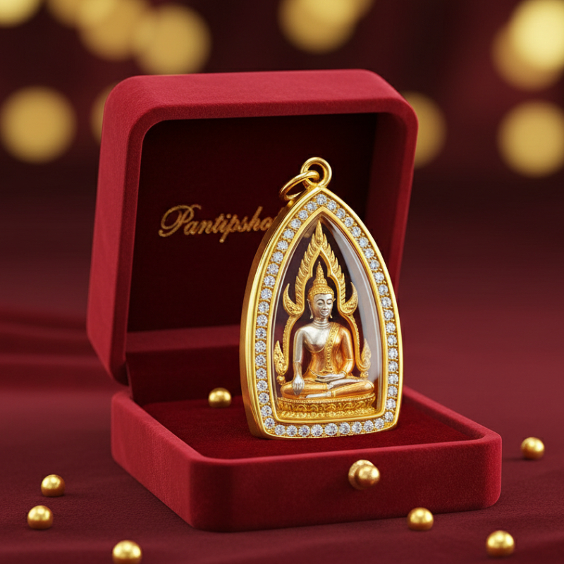จี้ พระพุทธชินราช ล้อมเพชร จี้พระพุทธชินราช กรอบไมครอน พระพุทธชินราช  สูง 3x4 ซ. ป้องกันของไม่ดี
