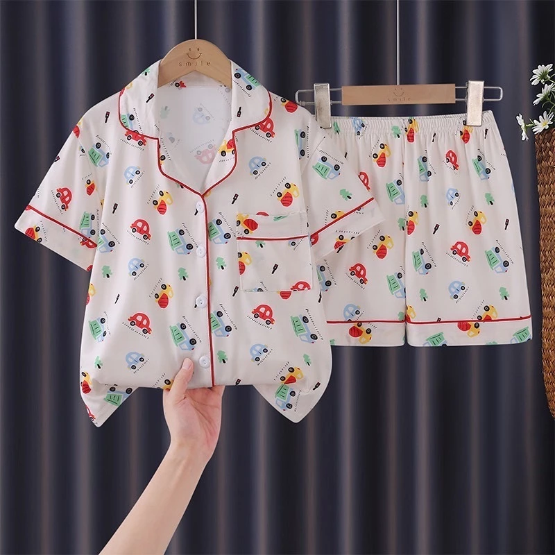 ชุดนอนเด็กคอปกแขนสั้นพิมพ์ลายน่ารัก 110cm-150cm นื้อผ้านุ่มใส่สบาย thumbnail 9