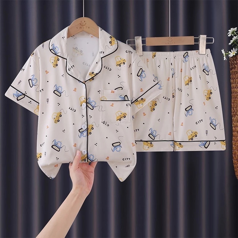 ชุดนอนเด็กคอปกแขนสั้นพิมพ์ลายน่ารัก 110cm-150cm นื้อผ้านุ่มใส่สบาย thumbnail 10