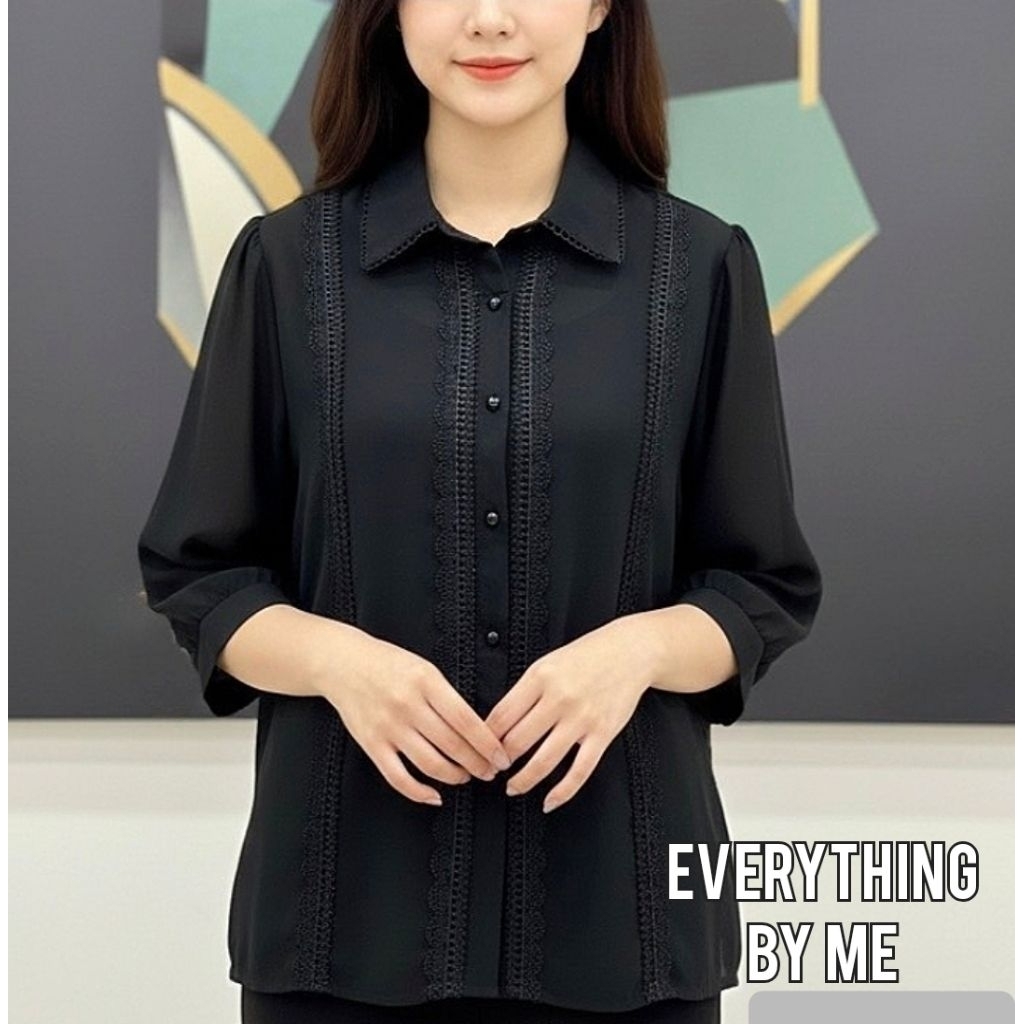 เสื้อชีฟองอย่างดี 🥰เสื้อเชิ้ตคอจีน เสื้อคอปกเชิ้ต ใหม่ผ้าชีฟองทรงสวย กระดุมหน้าผ่าตลอดแขนสามส่วน สวยสุดๆ#ตรงปก#พร้อมส่ง