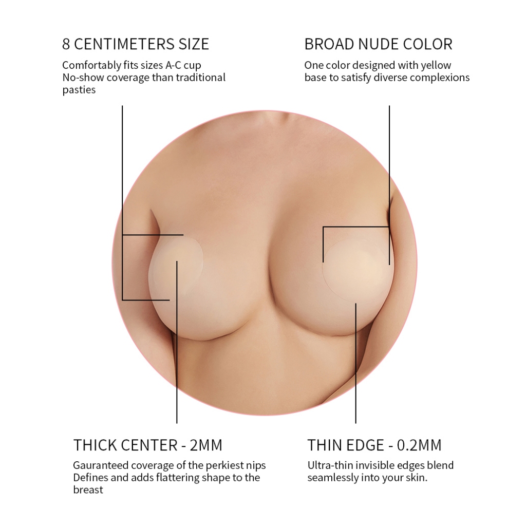 แผ่นอกซิลิโคนยกกระชับ 8 ซม เบาบางนุ่มเงาตอบโทนผิว กันน้ำติดแน่น 5 สีให้เลือก เหมาะกับชุดเปิดหลังและชุดเนื้อบาง - รูปที่ 4