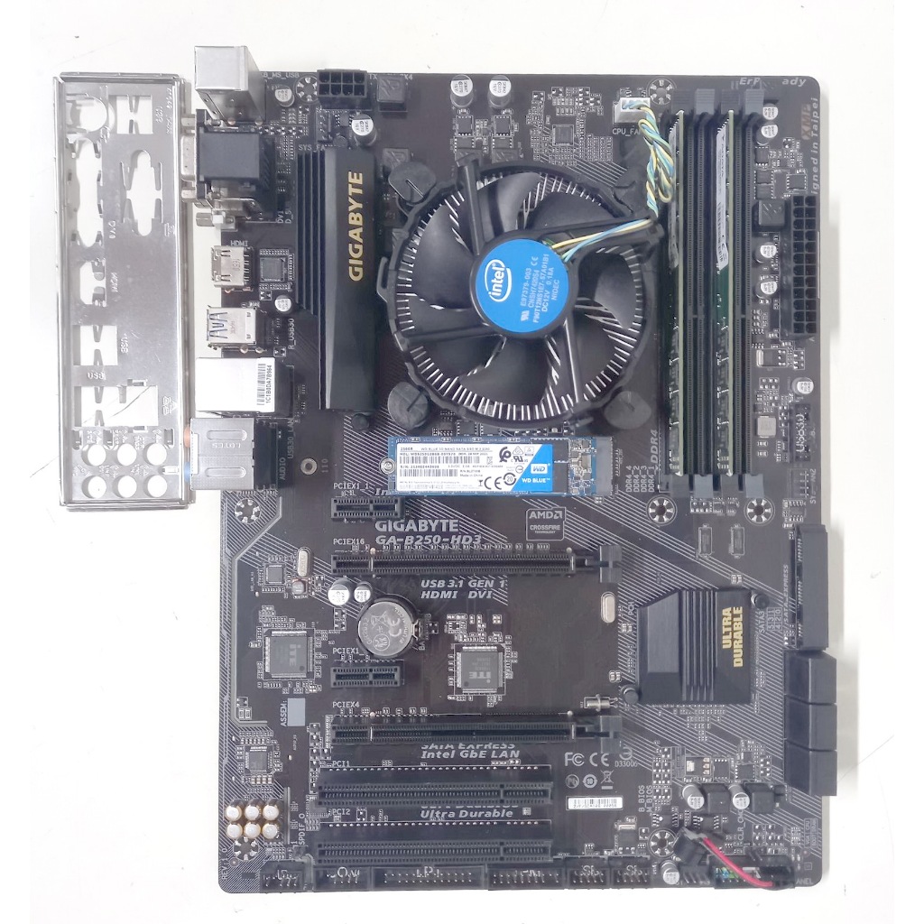 Intel CORE i5 Gen7 7500 เมนบอร์ด 1151 GIGABYTE GA-B250-HD3 SSD WD 250GB RAM DDR4 8GB