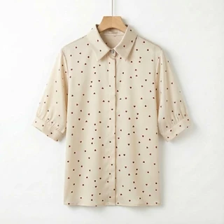 D016 เสื้อเชิ้ตผ้าซาตินพรีเมี่ยมแขนสั้น งานซ่อนกระดุม แต่งกระดุมเพชร มี 10 สี งานพร้อมส่ง
