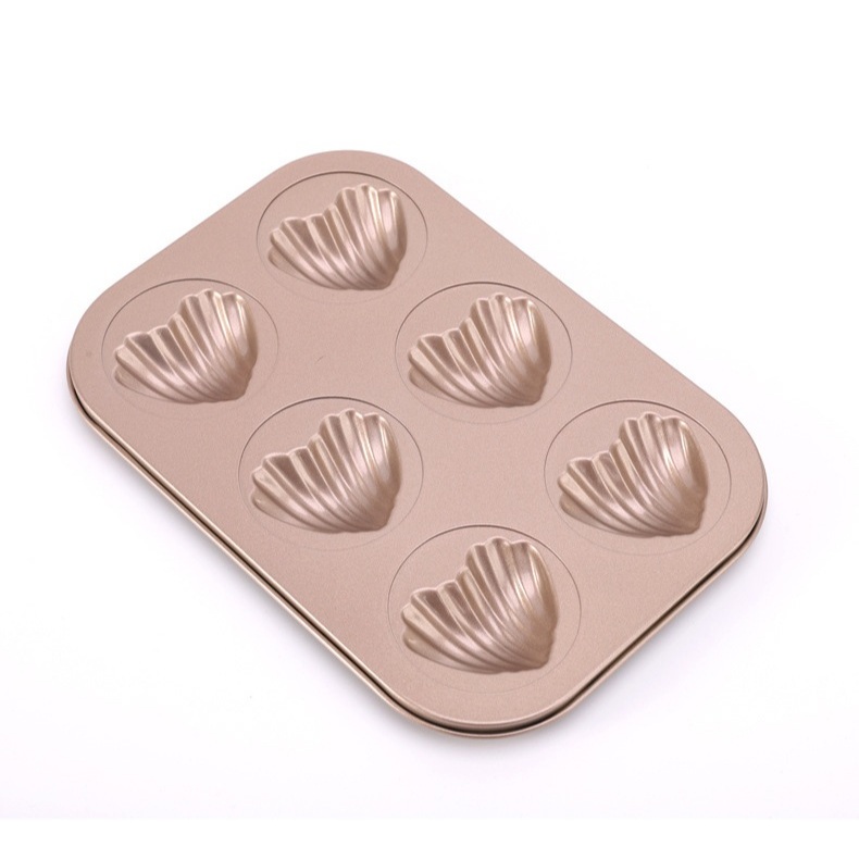 แม่พิมพ์รูปหัวใจ พิมพ์มาเดอลีนเลิฟ Non-Stick Madeleine Love 6หลุม