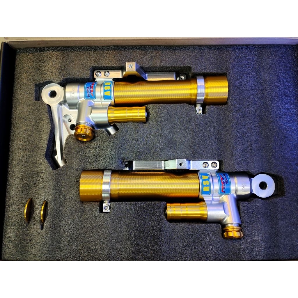 กระบอกโช๊ค Forza 350 ปั้ม m4-100 มิล จาน300มิล หัวเงิน กระบอกทอง แทงค์ทอง