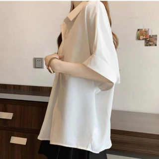 K59 🧸 เสื้อเชิ้ตคอปกแขนสั้นสาวอวบ XXXXXXL สวมง่าย ใส่ได้ทุกวัน รอบอกใหญ่ถึง 62 นิ้ว ทรงสวย ผ้าทิ้งตัวน่ารักมากๆ 🧸