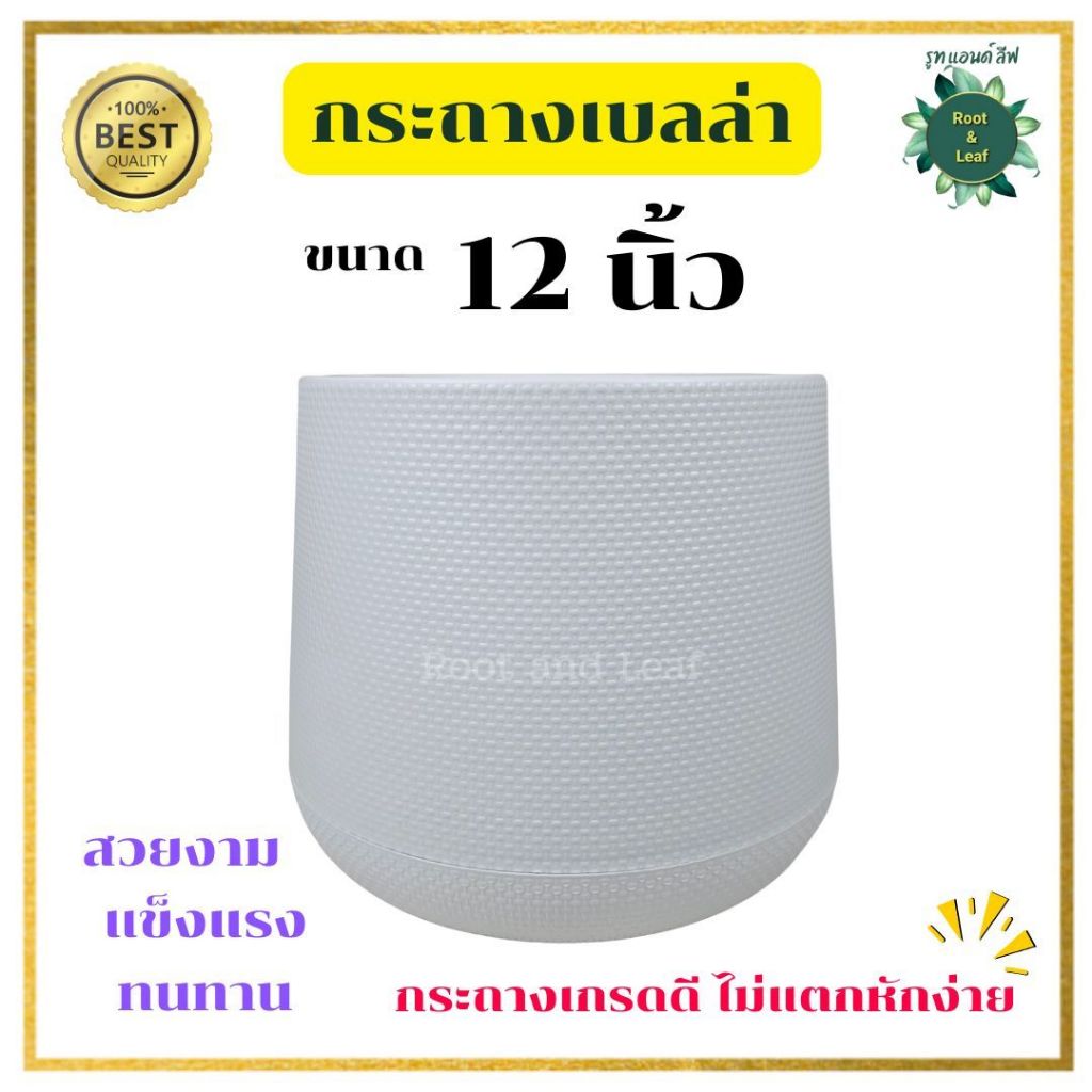 กระถางเบลล่า ขนาด 12 นิ้ว กระถางมินิมอลแต่งบ้าน แต่งคอนโด มีให้เลือกหลายสี