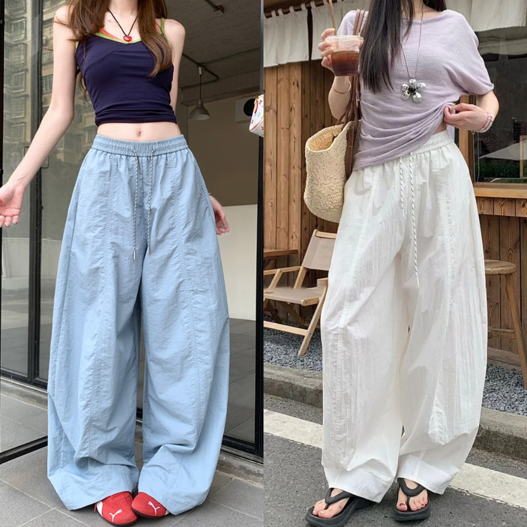 กางเกงขายาว กางเกงลำลอง ทั้งหมด4สี ทรงหลวม สไตล์สปอร์ต เอวยืดได้ #010319