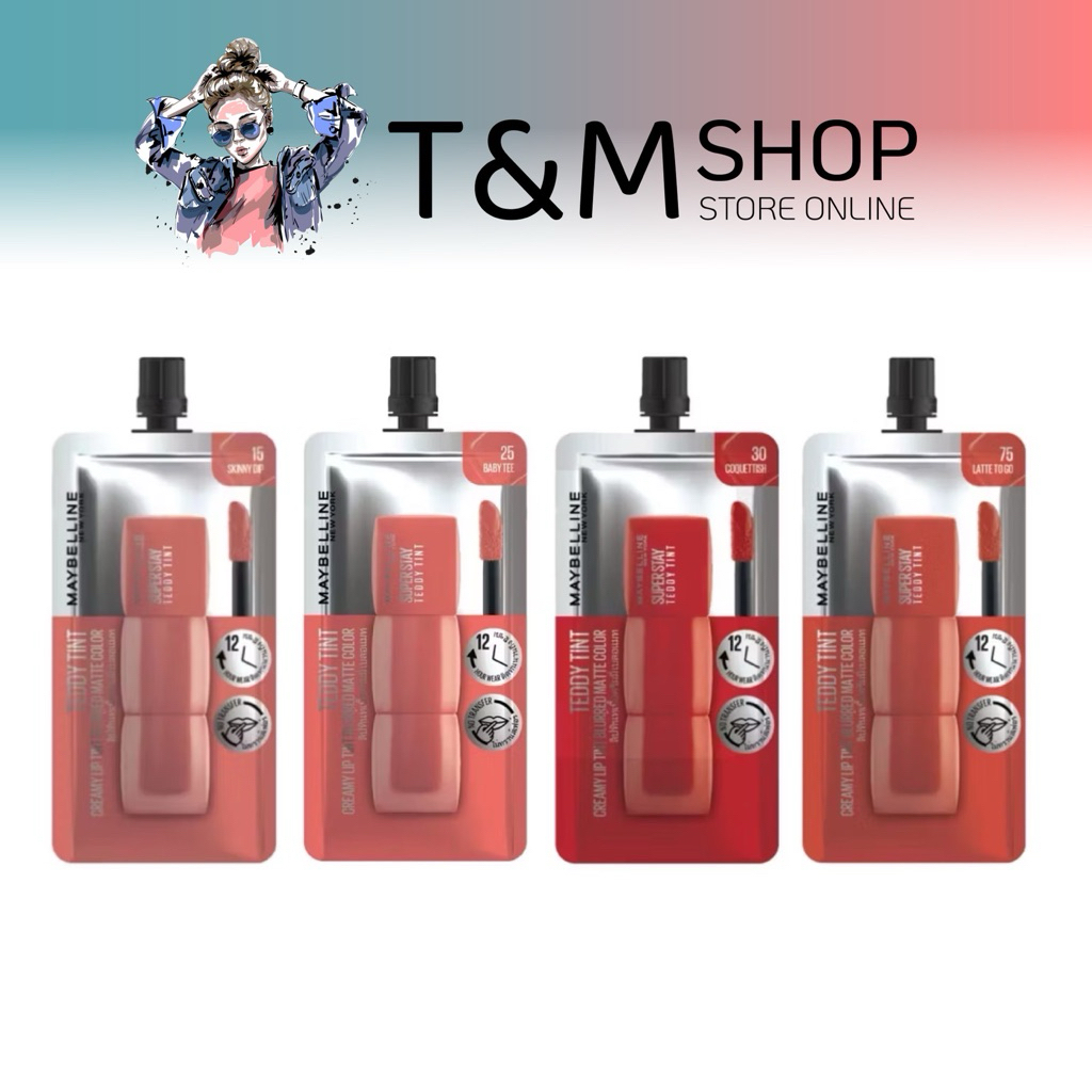 ลิปเมย์เบลลีน นิวยอร์ก ซุปเปอร์สเตย์ เท็ดดี้ทิ้น ✳️แบบซอง✳️ 📌 Maybelline Super Stay Teddy Tint