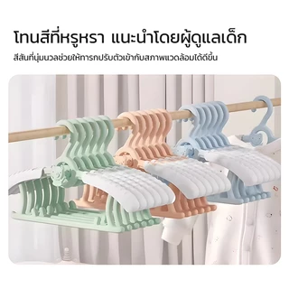 ไม้แขวนเสื้อ ไม้แขวนเสื้อผ้าเด็กปรับยืดได้​ เด็กรูปหมีกันลื่นปรับความลื่นปรับ กว้างได้วางซ้อนกัน