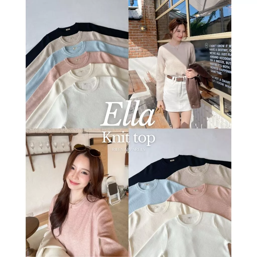 Riley.apparels - Ella knit top เสื้อไหมพรมคอกลม ผ้านิ่ม ใส่สบายไม่คัน 8006R
