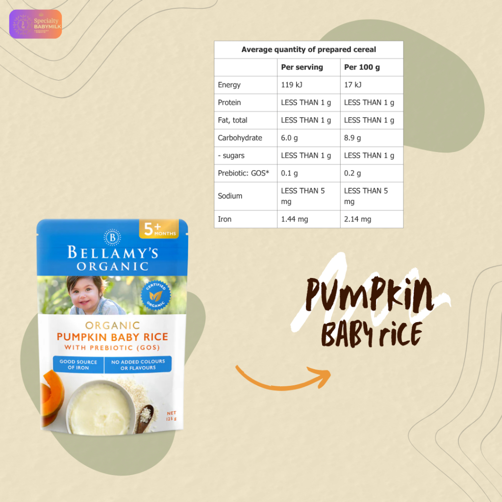 Bellamy's Organic ข้าวตุ๋นฟักทอง Pumpkin Baby Rice