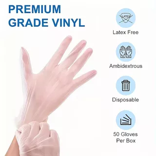 ถุงมือยาง PVC 50 ชิ้น (Food Grade) ใส่ง่าย ยืดหยุ่นกระชับมือ