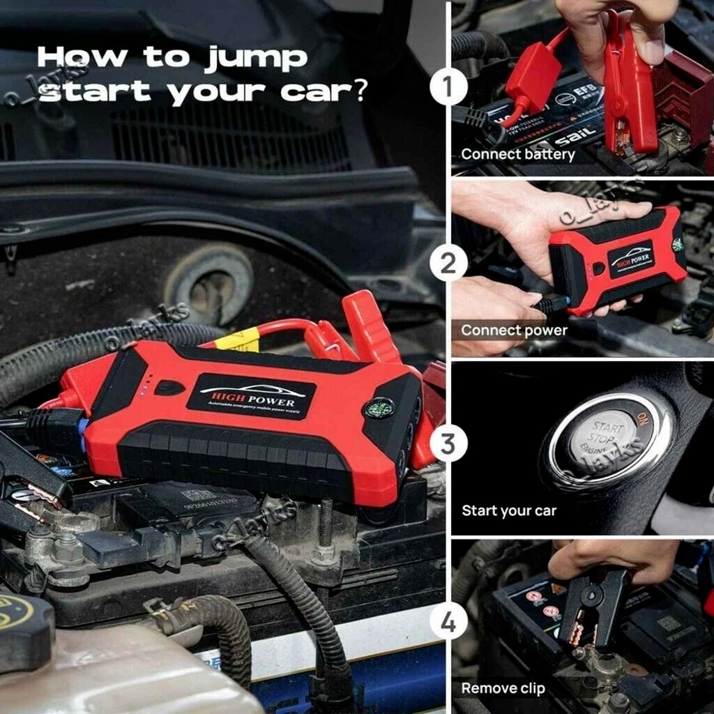 🚀ส่งใน 12 ชม🚀128000mAh jump starter รถยนต์ เครื่องชาร์จรถยนต์แบบพกพา จั๊มสตาร์ทพกพา 12V jump start powerbank รูปที่ 7