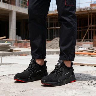 P60 - Safety shoes รองเท้าเซฟตี้ หัวเหล็ก รองเท้านิรภัย sport ดีไซส์สวย พื้นนุ่ม ผ้าใบผสมหนัง ใสสบายเท้า