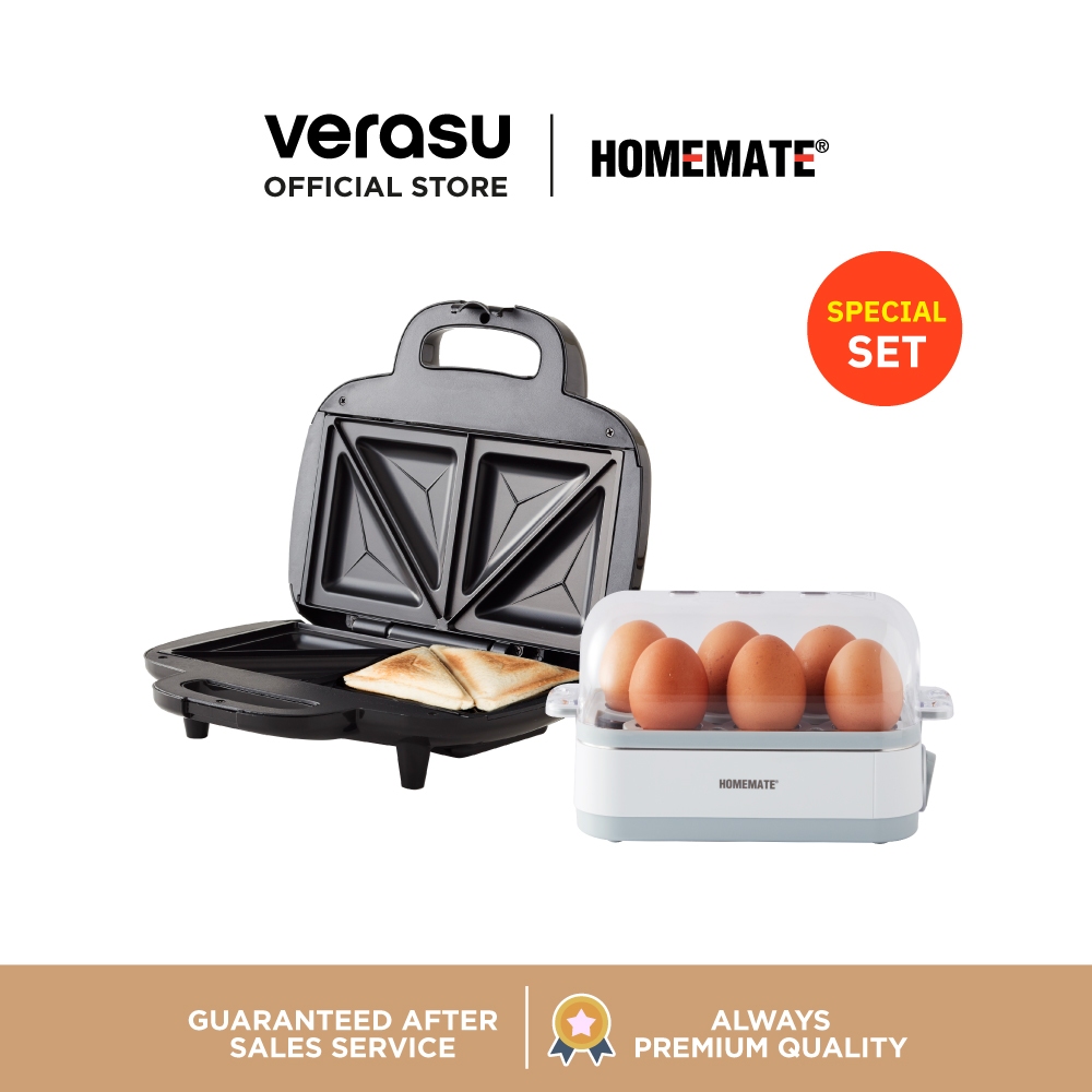 homemate G25-SET216012 เครื่องต้มไข่และเครื่องทำแซนด์วิช